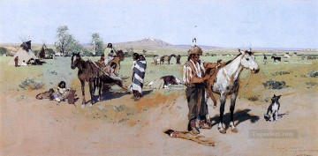  American Painting - Indian Encampment2 west native Americans Henry Farny